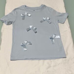 H&M Sky Blue Kids Tee with Satin Bows